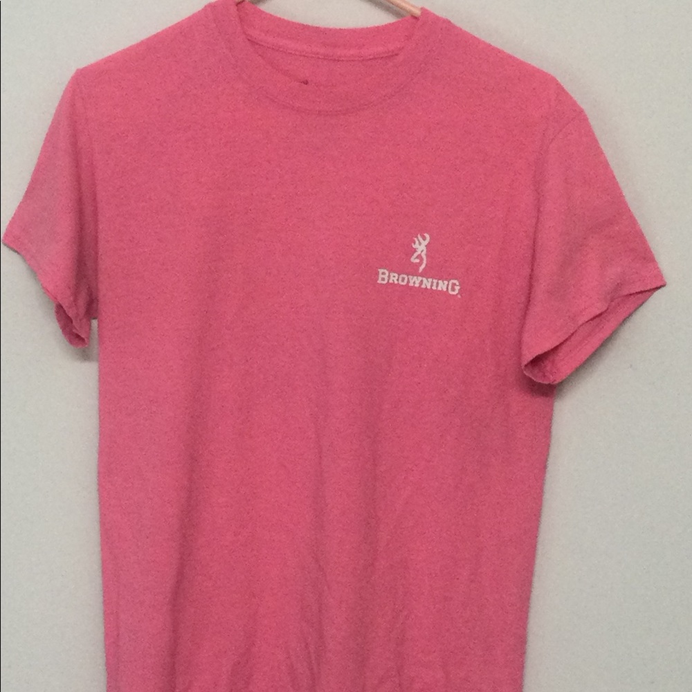 🌞 Browning short sleeve crew neck barbiecore pink tee name & logo women size S - Picture 6 of 16